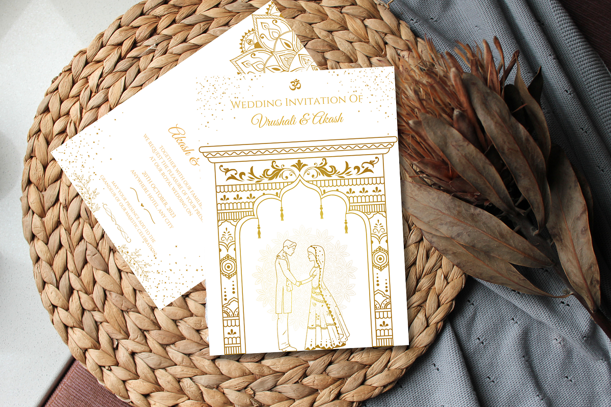Gold Indian Wedding Invitation Card, an Invitation Template by TheSimplySereneShop (Photo 2 of 10)