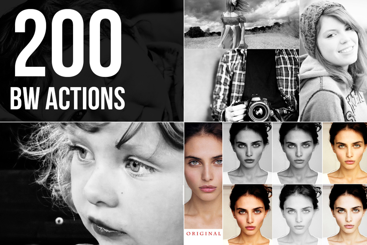 (50% off) B-W Actions Bundle, an Action Add-On by Linspace