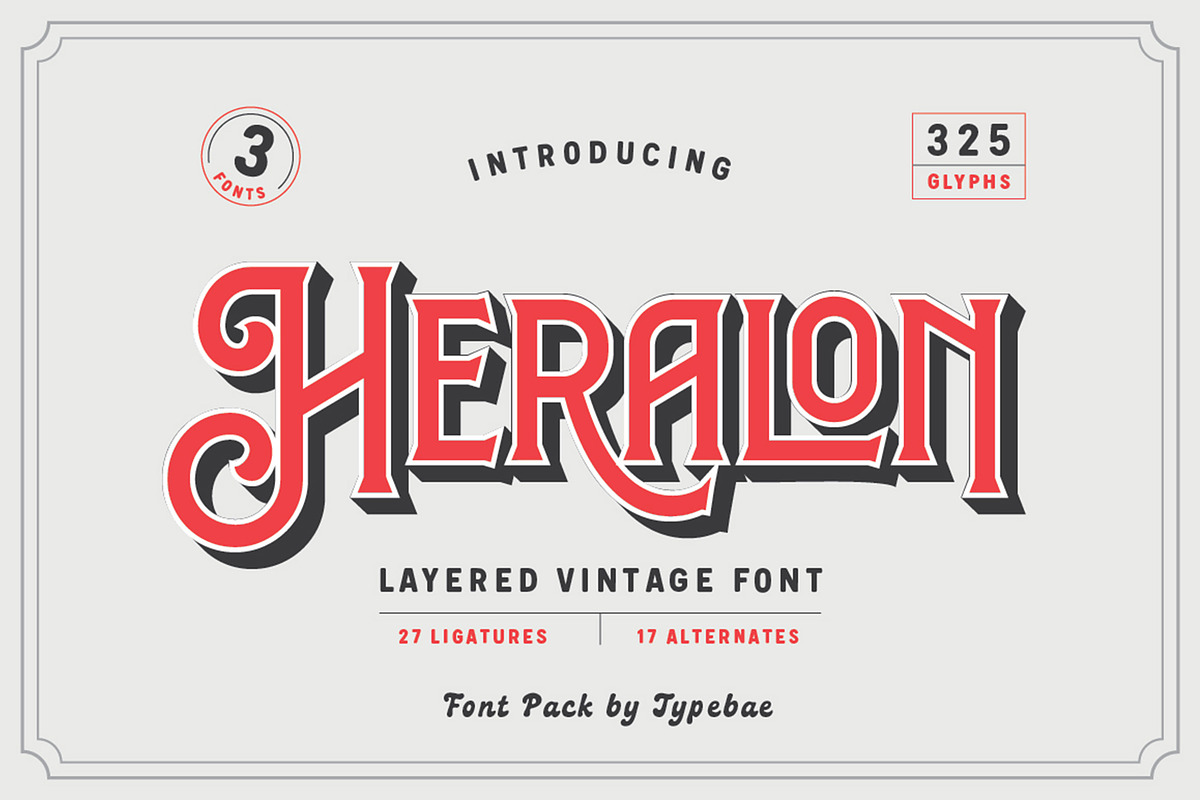Heralon – Layered Vintage Font, a Serif Font by Typebae (Photo 1 of 8)