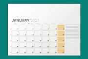 Modern 2027 Vector Calendar EPS, a Texture Illustration by mikhailmorosin (Thumbnail 3 of 4)