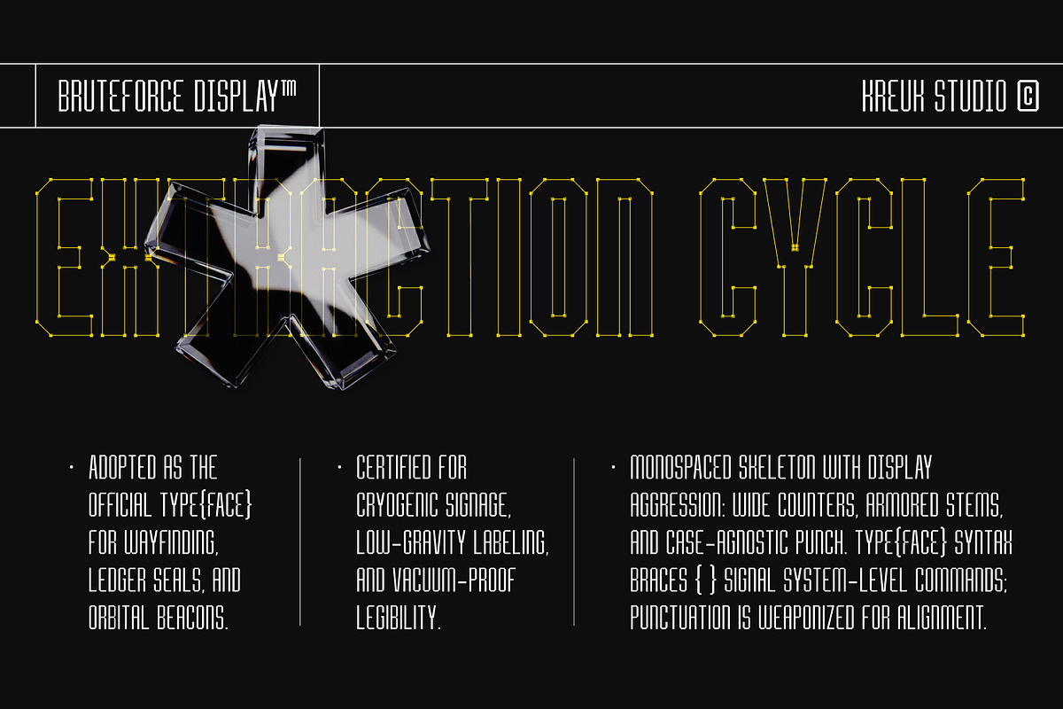 Bruteforce Display, a Sans Serif Font by Kreuk Studio (Photo 4 of 6)