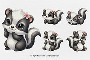 15 Bundle Watercolor Skunk Girl Cute, an Animal Illustration by Morspective (Thumbnail 6 of 8)