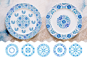 Watercolor blue tile patterns, a Decorative Illustration by Ojeny shop (Thumbnail 2 of 8)
