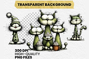 Quirky Christmas Cats Clipart Bundle, an Illustration by Dream Creation (Thumbnail 9 of 9)