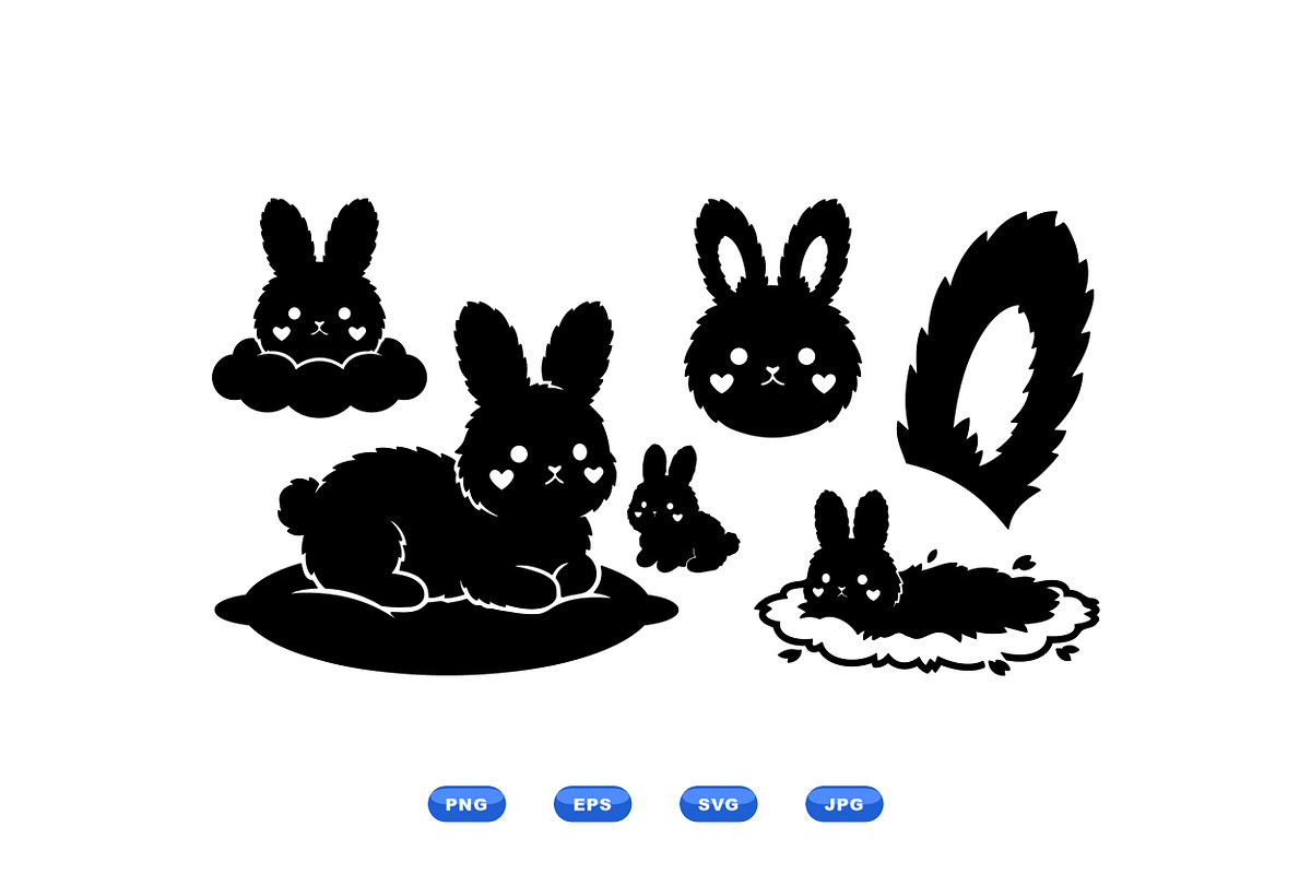 Cute Bunny SVG Clipart Pack, an Illustration by designvectx