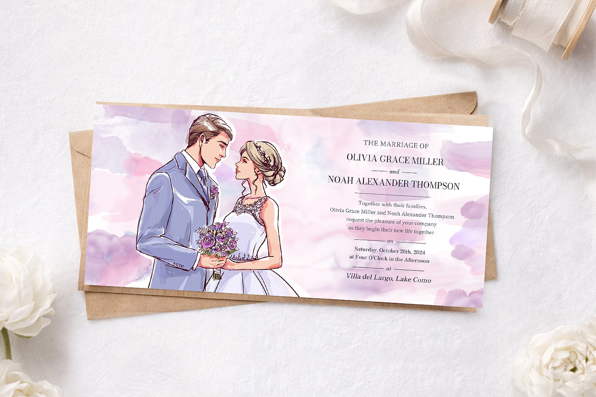 Wedding Invite with Cartoon Couple, a Marketing Template by Elena Naumchenkova (Photo 3 of 4)
