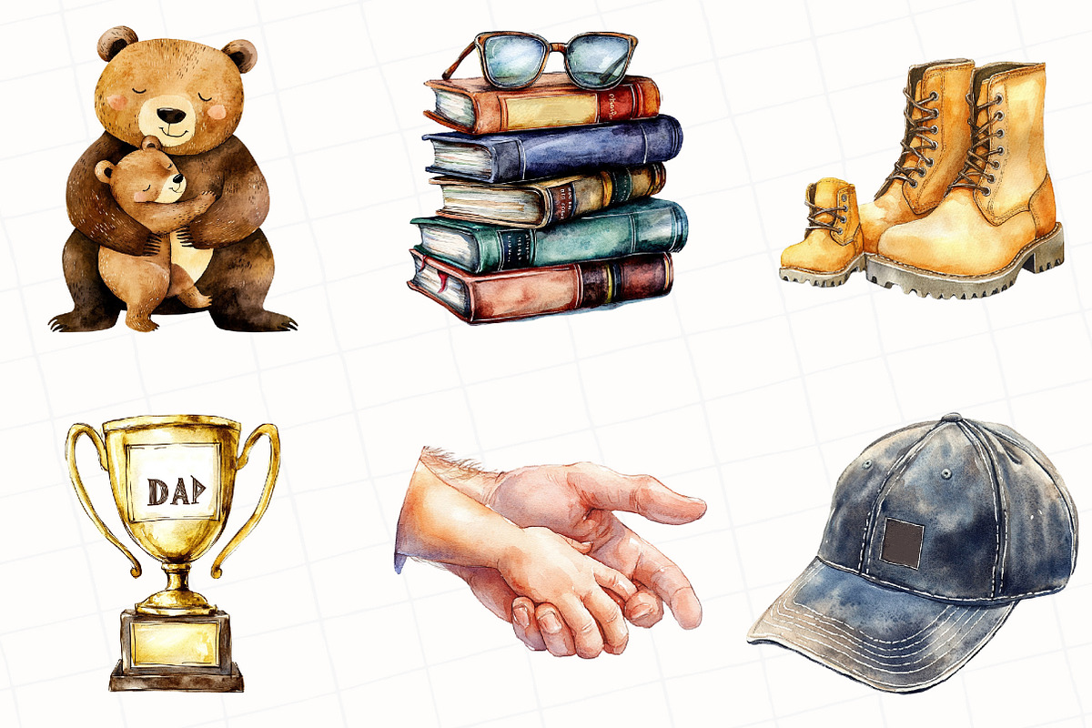 Watercolor Father's Day Clipart, an Illustration by OK Design (Photo 2 of 5)
