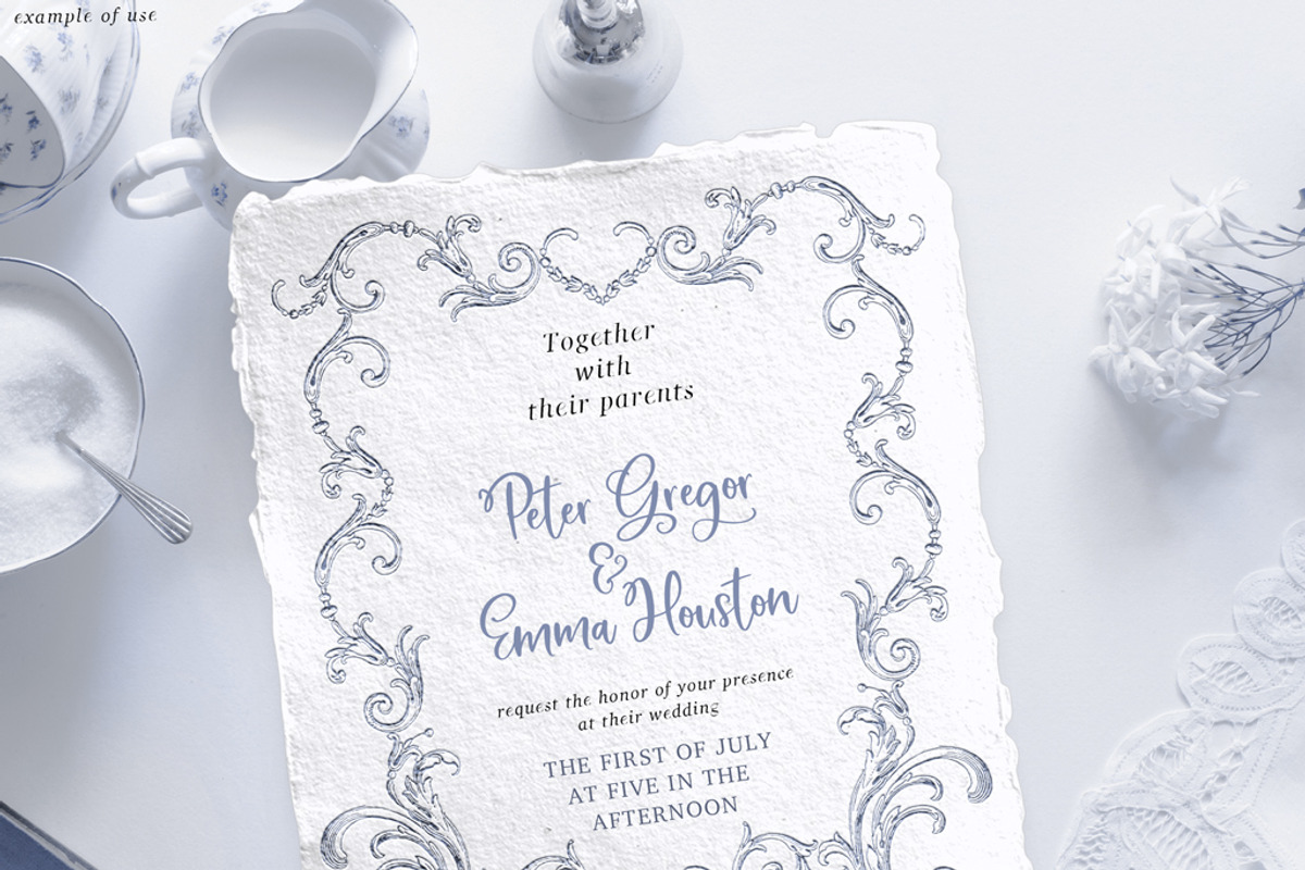 Wedding clip art blue baroque frames, a Decorative Illustration by GrafikBoutique (Photo 6 of 11)