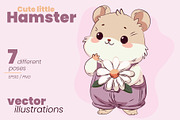 Little Hamster in purple overalls, an Animal Illustration by moja doodle (Thumbnail 1 of 3)
