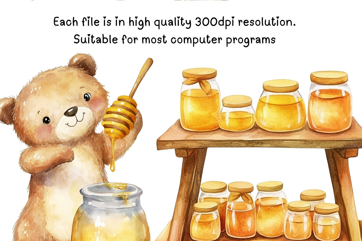 Bee and Honey Clipart Bundle, an Illustration by PassionPNGcreation (Photo 8 of 12)
