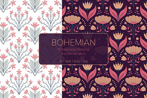 Bohemian Floral Pattern Collection