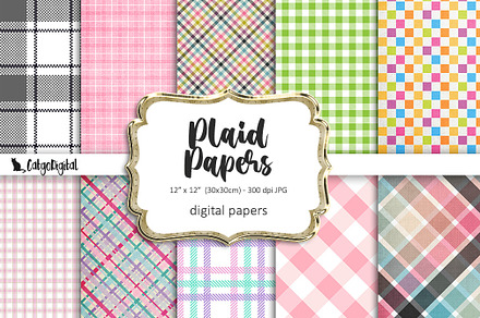 Plaid Patterned Digital Papers
