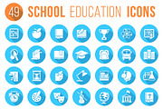 Round Flat White School Icons, an Icon by Vectorikart (Thumbnail 1 of 3)