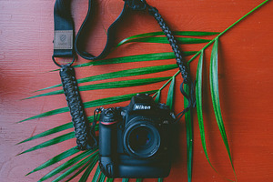 Camera containing camera, nikon, and camera strap