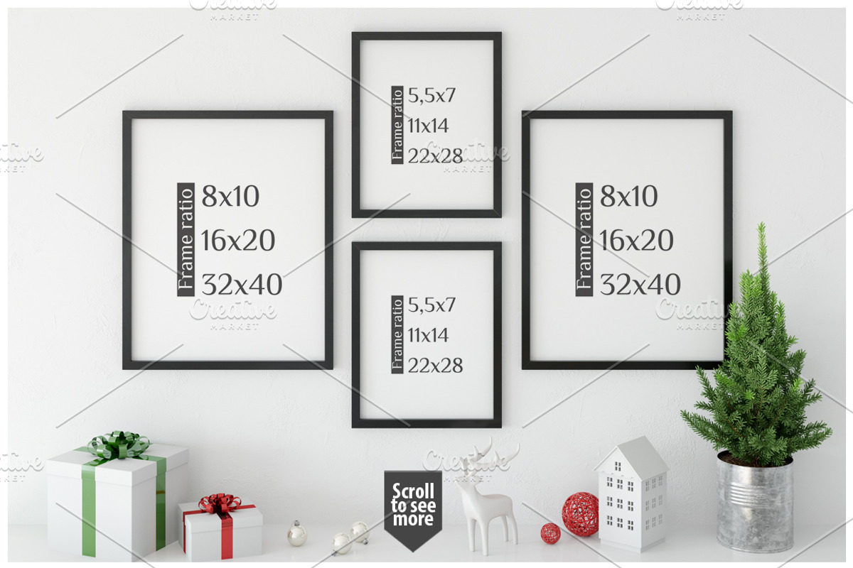 Christmas Frame Mockup Bundle, a Print Template by Yuri-U (Photo 3 of 19)