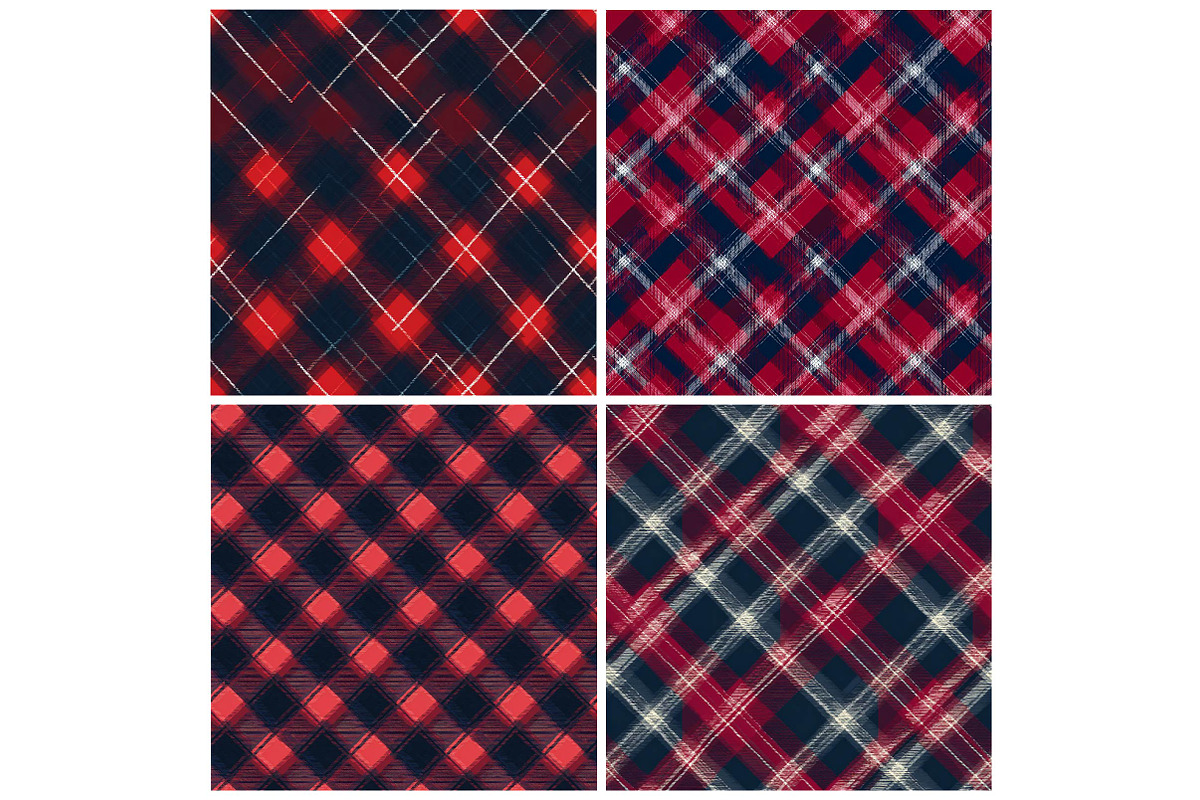 Red and Navy Plaid Patterns, a Texture Illustration by DreamPrint404 (Photo 3 of 4)