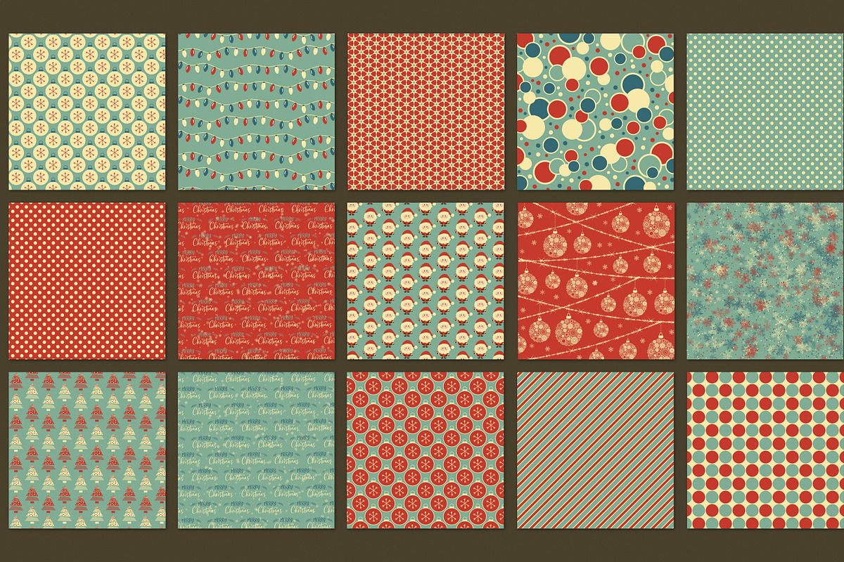 Retro Christmas digital paper, a Pattern Graphic by Paper Farms (Photo 2 of 2)