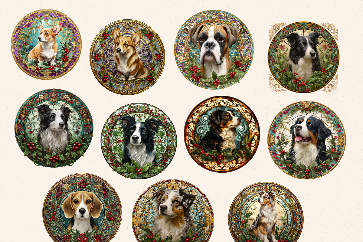 DOG ORNAMENTS CLIPART, an Animal Illustration by Daring Digies (Photo 5 of 9)