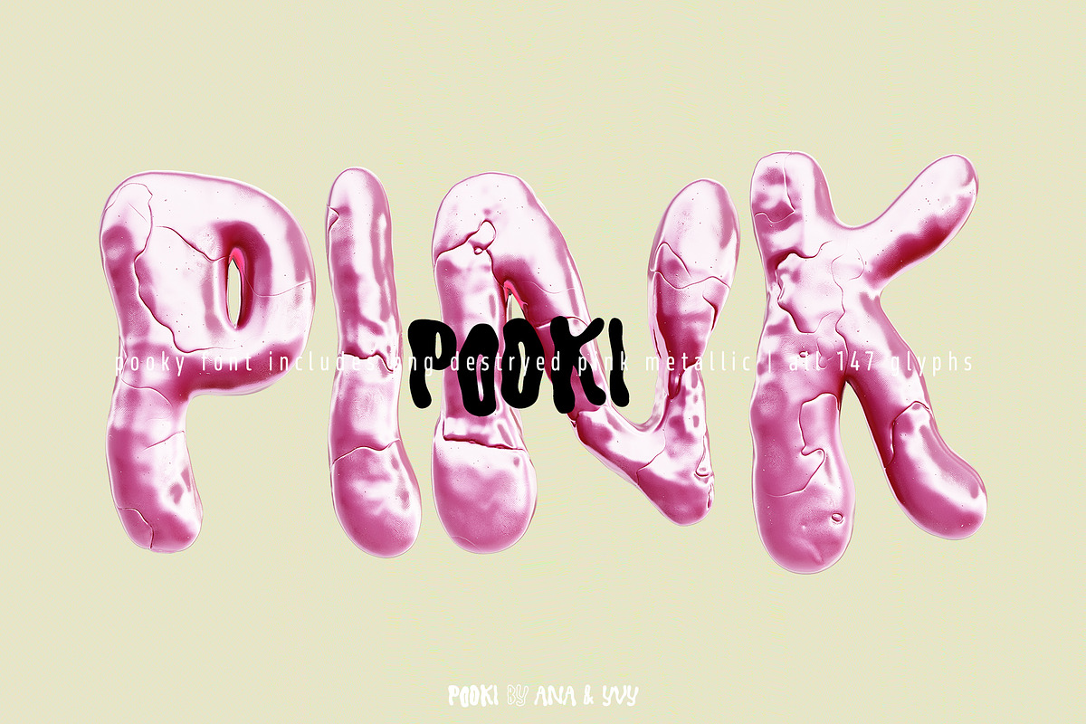 Display font POOKI | 3D metal bubble, a Font by ana & yvy (Photo 15 of 18)