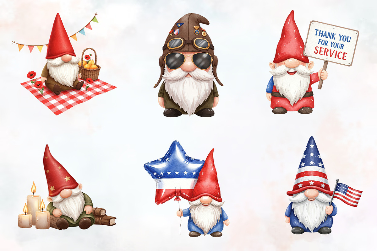 Memorial Day Gnome Sublimation Png, an Illustration by RobertsArt (Photo 4 of 7)