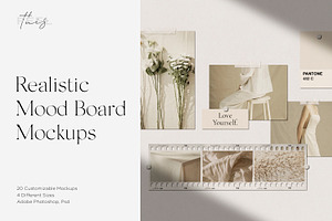 Realistic Mood Board Mockups PSD, a Packaging Mockup by Feel This
