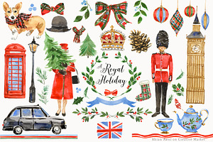 A Royal Holiday Watercolor Clipart