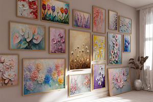 Textural Floral Wall Art Collection, an Illustration by PrintablesByFranklyn