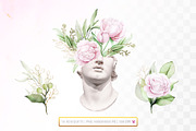 Peonies & Gold light watercolor set, an Object Graphic by Integrity_store (Thumbnail 2 of 8)