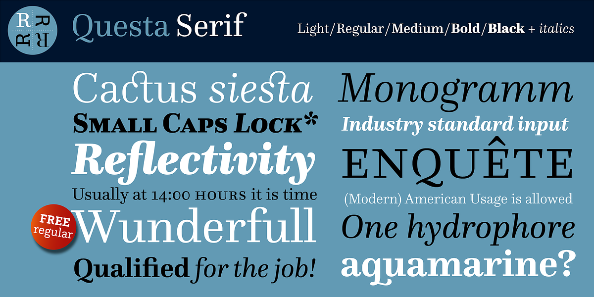 Questa, a Serif Font by The Questa Project (Photo 1 of 4)