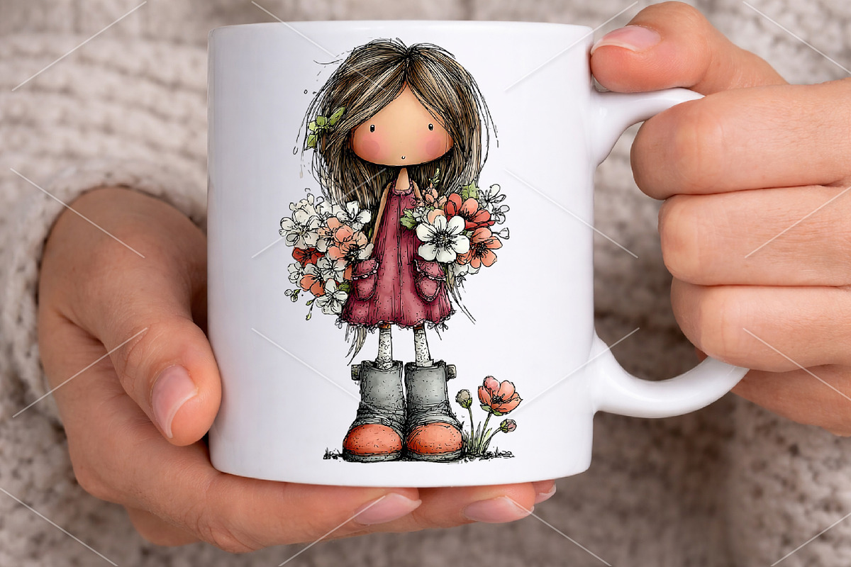 Watercolor Girls with Flowers PNG, a Seasonal Illustration by Canvas Craft (Photo 6 of 7)