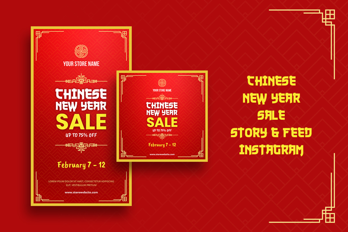 Chinese New Year Sale Instagram Vol, a Social Media Template by kecikreative