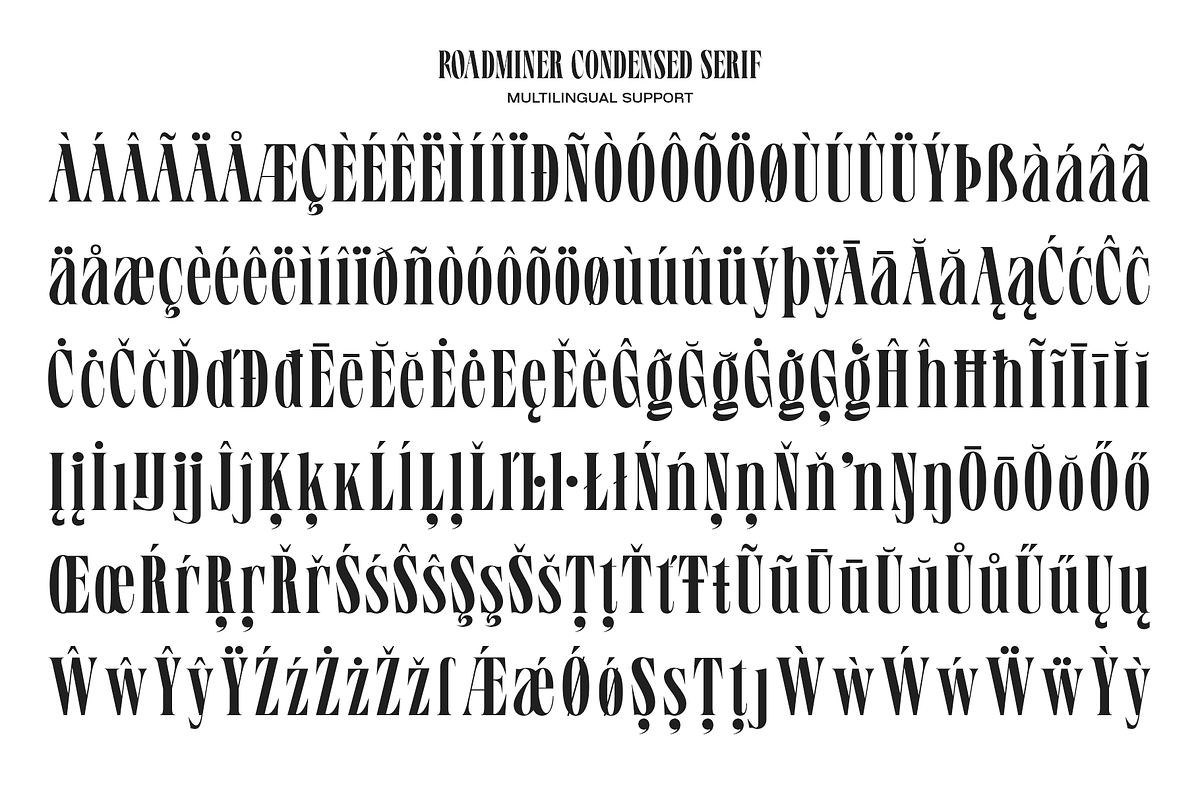 Roadminer - Condensed Serif Typeface, a Serif Font by Mbonster Design Studio (Photo 14 of 17)