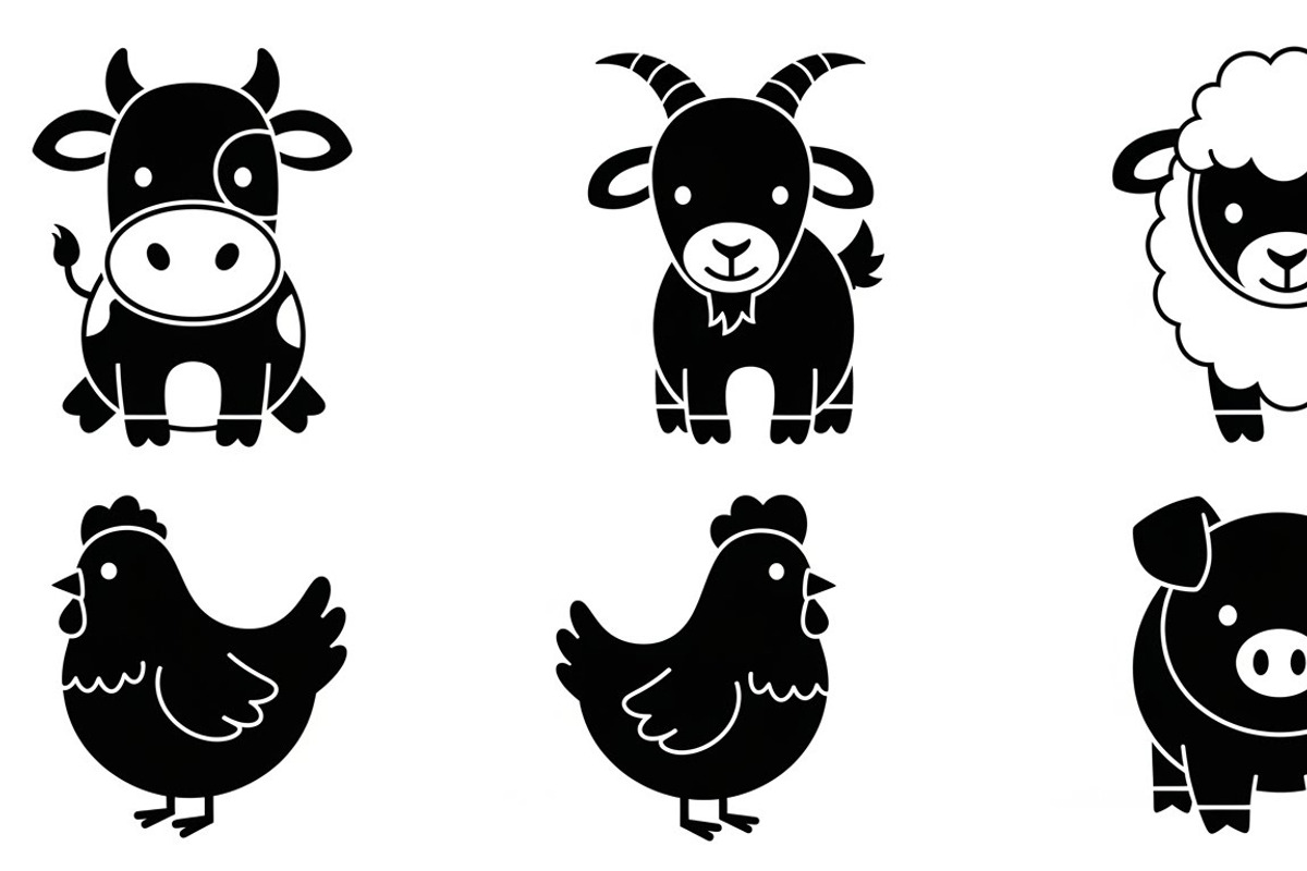 Cute Farm Animal Silhouette Bundle, an Illustration by hafijul (Photo 44 of 51)