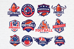 Set of American Football Badge Logo, an Object Graphic by Guavanaboy