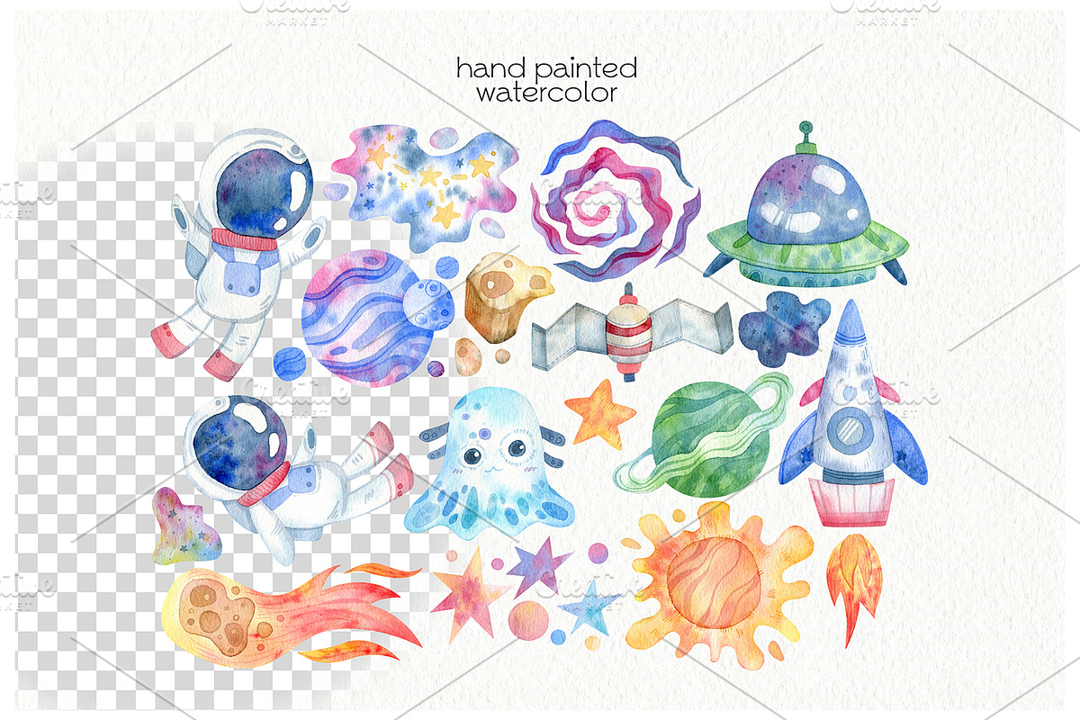 Watercolor Space Clipart, an Illustration by OllyKo Art (Photo 4 of 5)