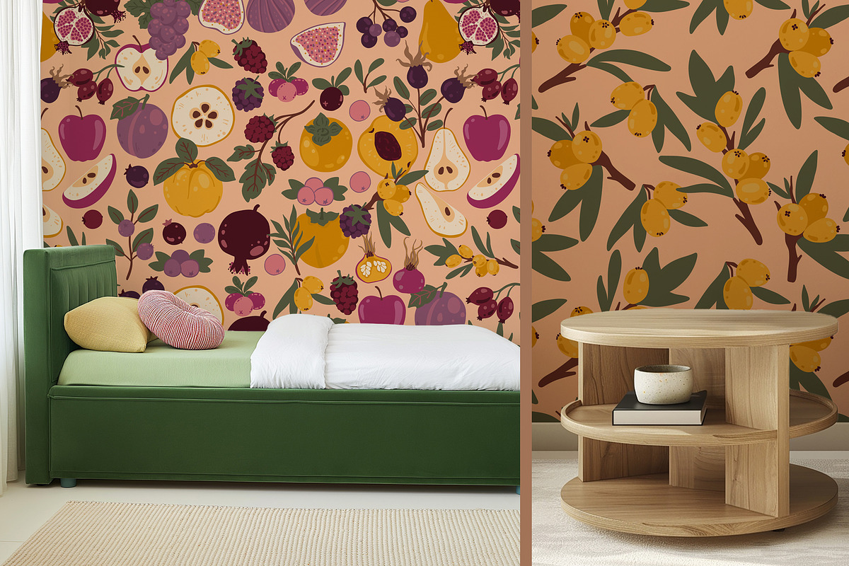 Orchard fruit vector patterns, a Pattern Graphic by Carpet Tapete Pretzel (Photo 10 of 17)