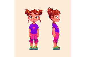 Cartoon Little Girl, Front And