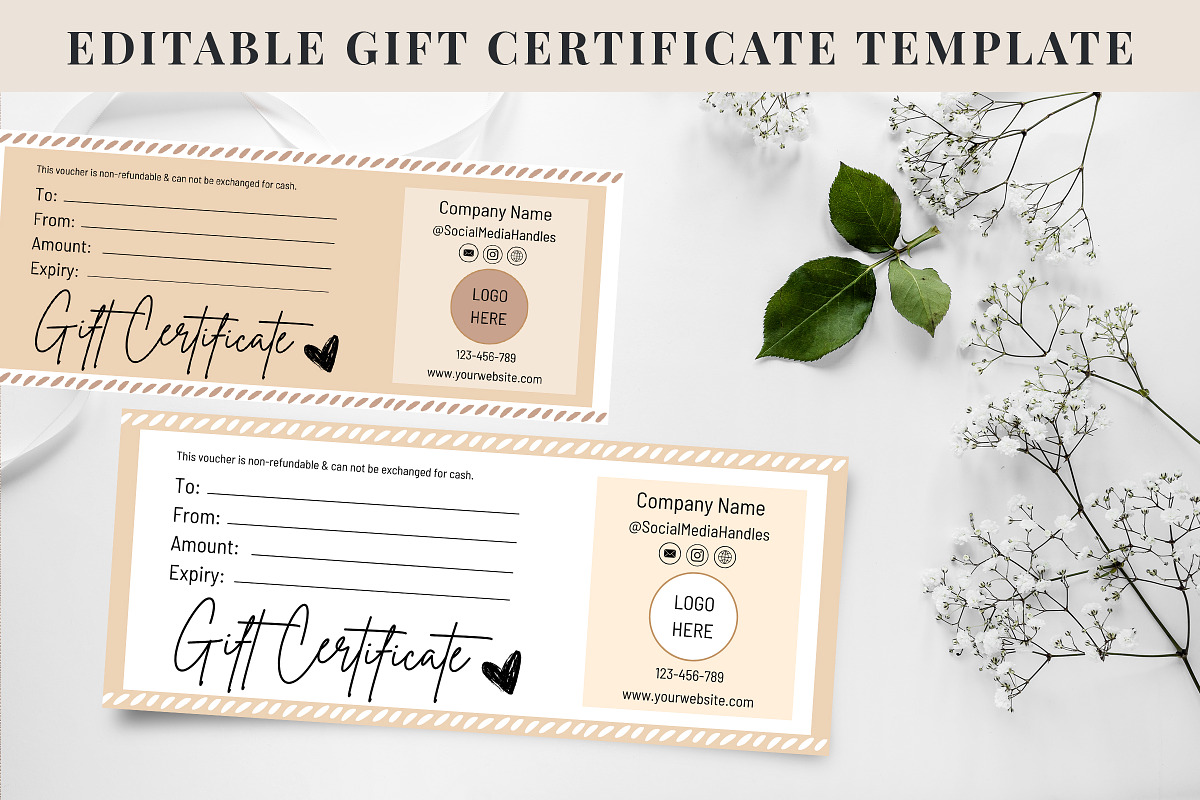 Editable Gift Card Canva Certificate, a Design Template by Snapybiz (Photo 2 of 10)