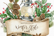Watercolor Christmas clipart., an Illustration by Mary (Thumbnail 1 of 2)
