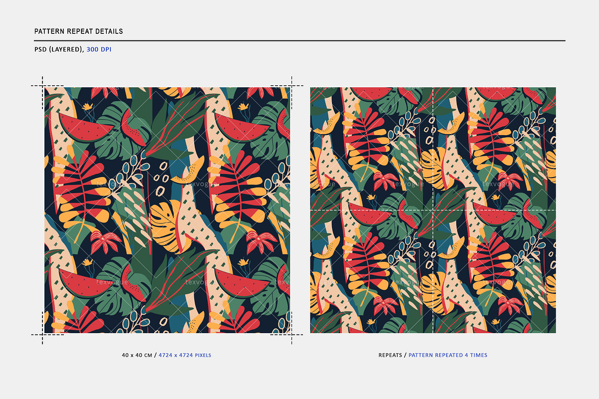 Tropical Fruits - Seamless Patterns, a Pattern Graphic by texvogue (Photo 3 of 8)