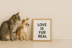 Pawlentines scene with cat and dog b, a Photo by Dvoevnore photos