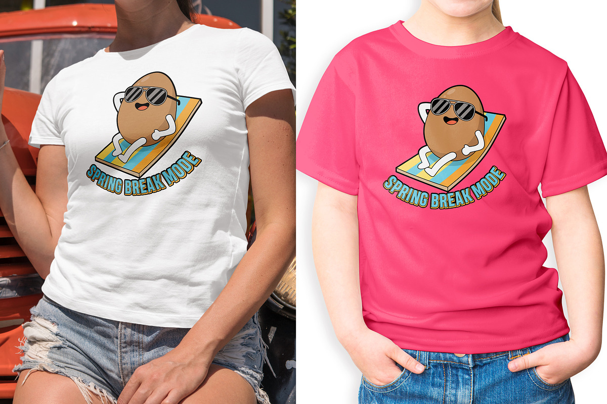 Spring Break Mode Potato T-Shirt SVG, an Object Illustration by Ghagra (Photo 3 of 7)