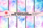 Clouds Digital Paper Background, a Seasonal Illustration by Craft Nest (Thumbnail 1 of 4)