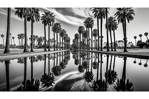 tranquility palm trees black and, a Beauty & Fashion Photo by pikepicture