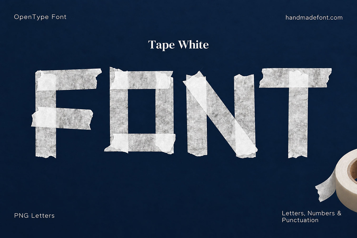 Tape White Font, a Sans Serif Font by Handmadefont (Photo 1 of 15)