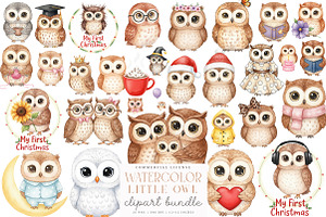 Cute Little Owl Clipart Sublimation, an Illustration by SinaCreation