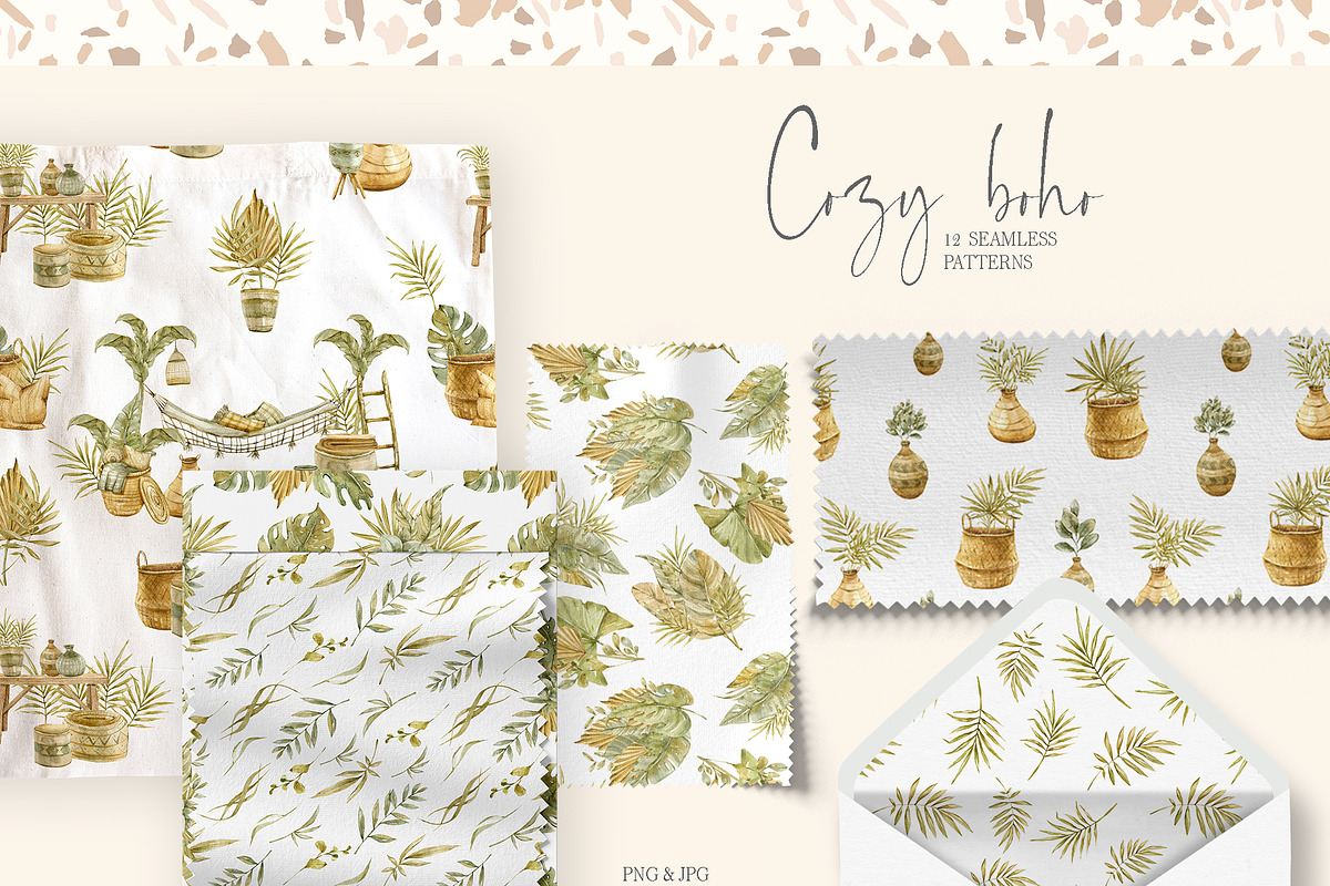 SALE! Watercolor COZY BOHO set, an Illustration by Tiana Geo (Photo 5 of 8)
