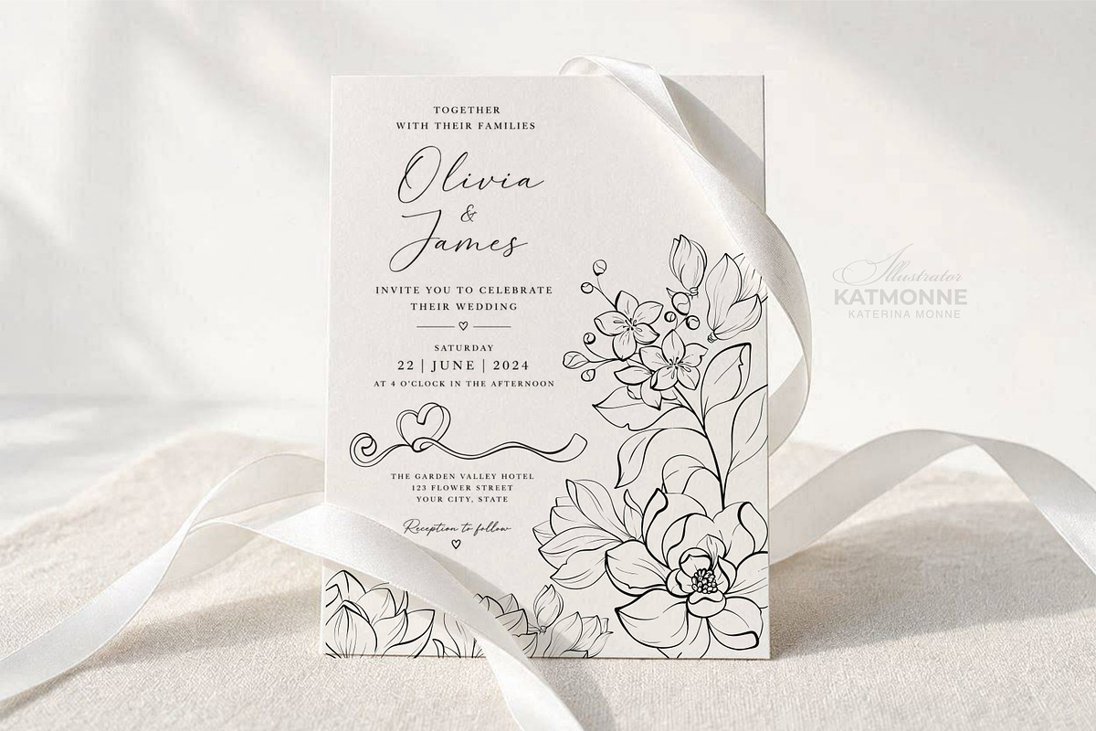 Magnolia Line Art Botanical Vector, a Decorative Illustration by katmonne (Photo 12 of 13)