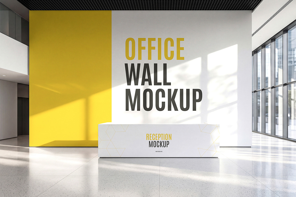 Modern Office Wall Mockup Template, an Advertising Mockup by graphypix (Photo 1 of 4)