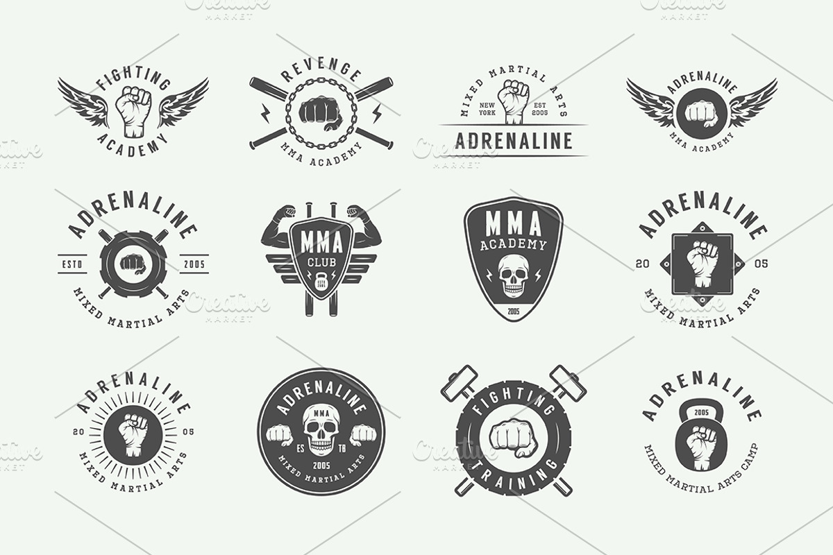 Set of vintage fighting emblems, a Branding & Logo Template by AkimD (Photo 3 of 10)